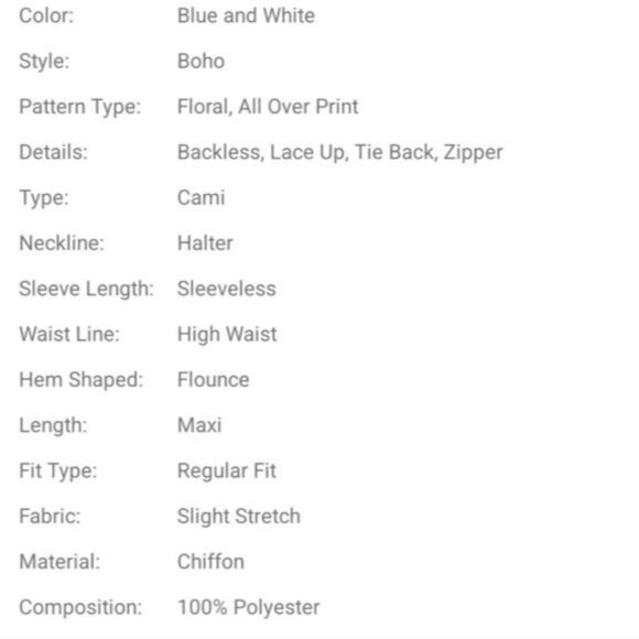 BLUE AND WHITE FLORAL ALL OVER PRINT, BACKLESS, LACE UP , TIE BACK , CAM… - Picture 8 of 9